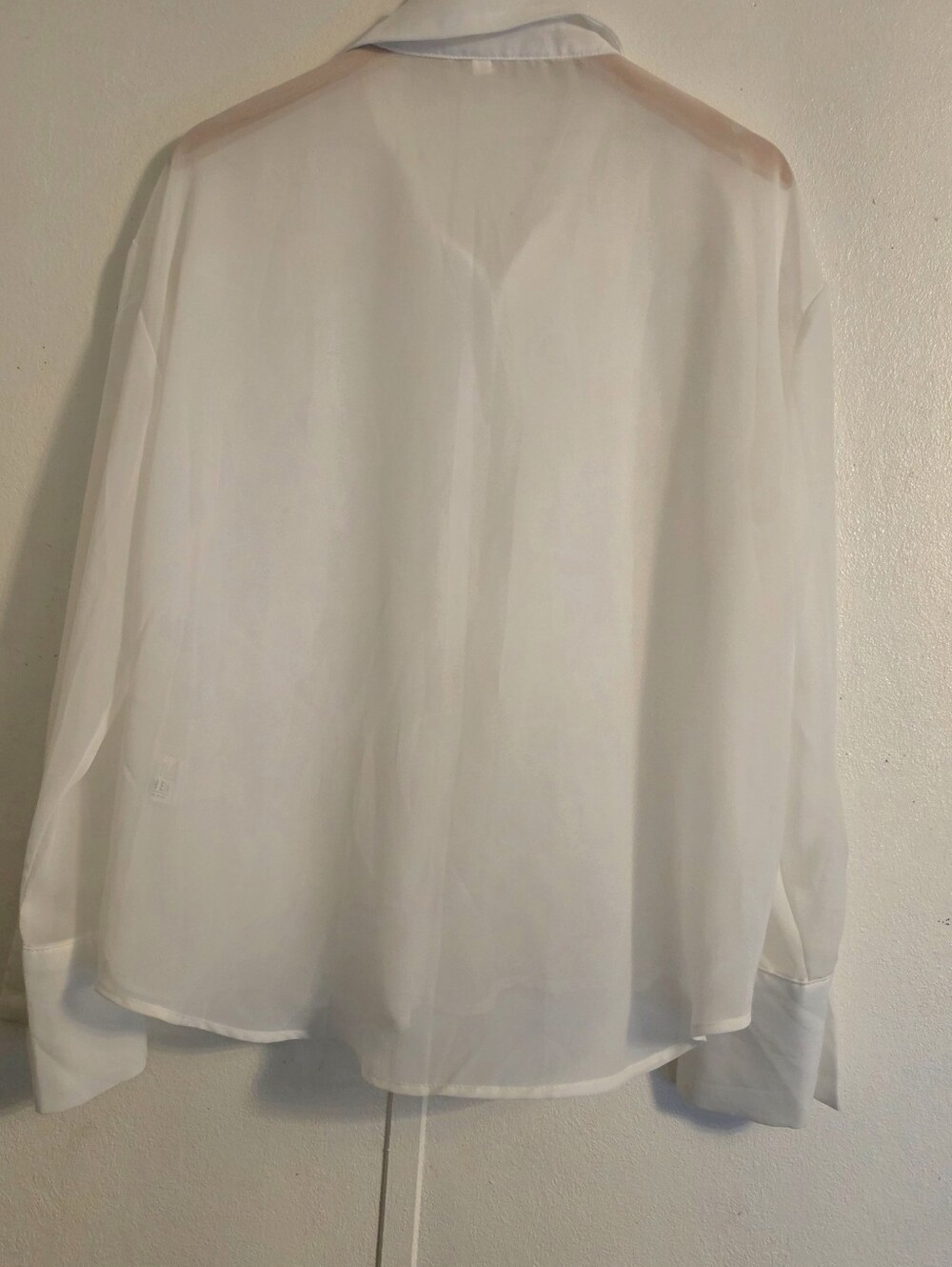 White Embroidered Floral Sheer Button-Front Blouse - Picture 4 of 8